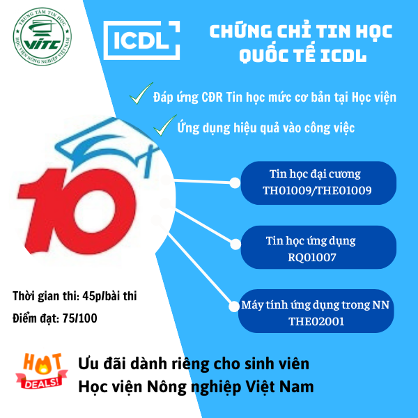 Chứng chỉ Tin học Quốc tế ICDL đối với sinh viên Học viện Nông nghiệp Việt Nam