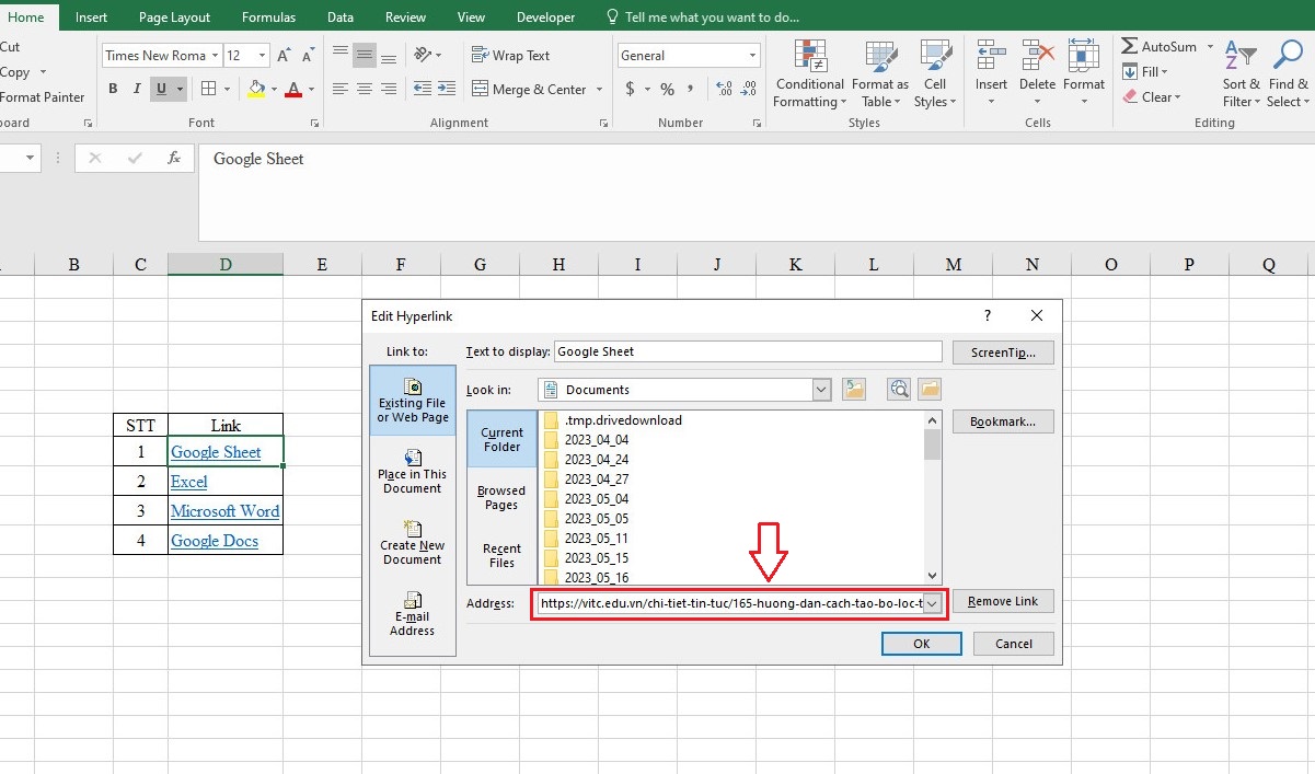 Cách lấy đường link, xem link liên kết trong Excel có ví dụ đơn giản