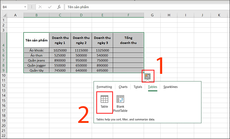 Cách đặt công thức mặc định tự động tính tổng trong Excel