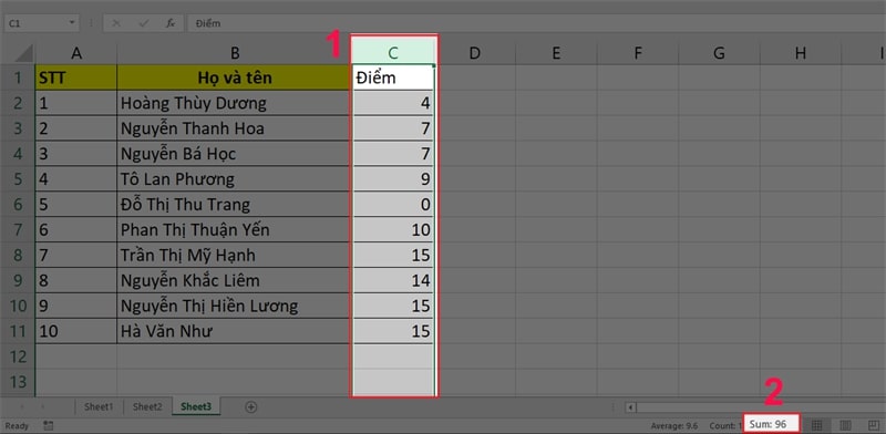 Cách tính tổng một cột trong Excel nhanh nhất