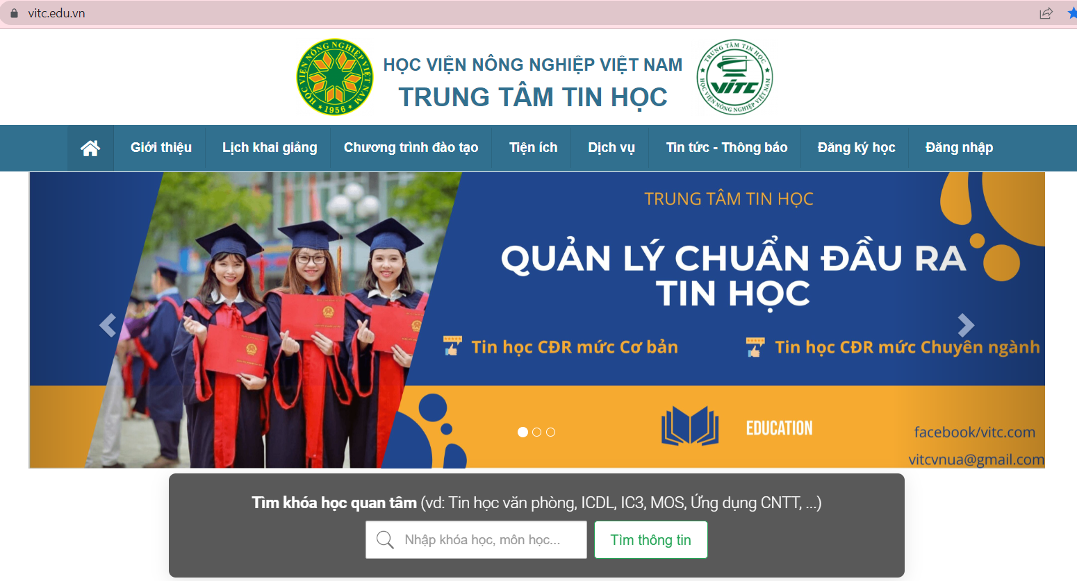  chứng chỉ ứng dụng CNTT cơ bản tại Trung tâm Tin học Học Viện Nông Nghiệp Việt Nam