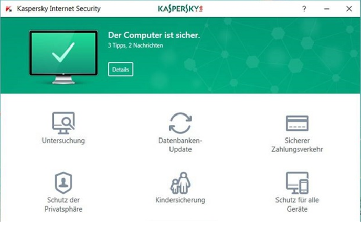 Giao diện phần mềm Kaspersky Internet Security