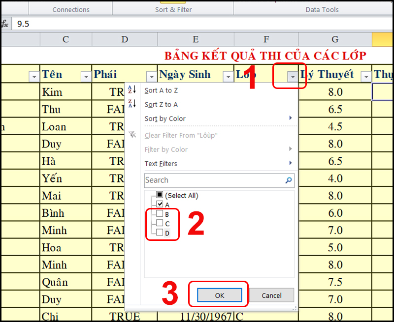 Hướng dẫn cách sắp xếp và lọc dữ liệu trong Excel