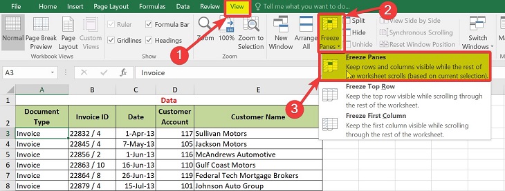 Cách cố định cột, dòng trong Excel