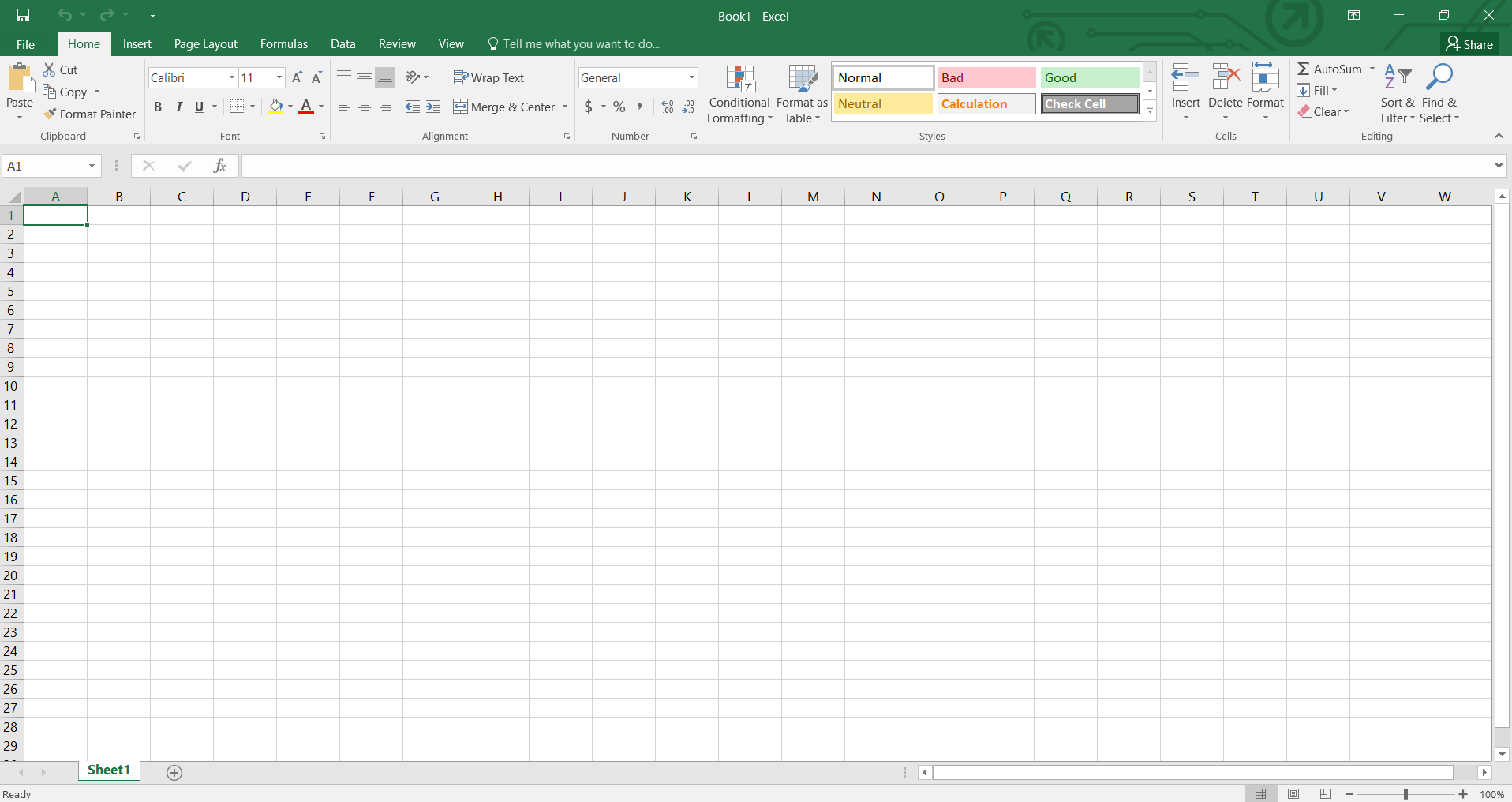 Hình 1.1. Màn hình làm việc của Excel